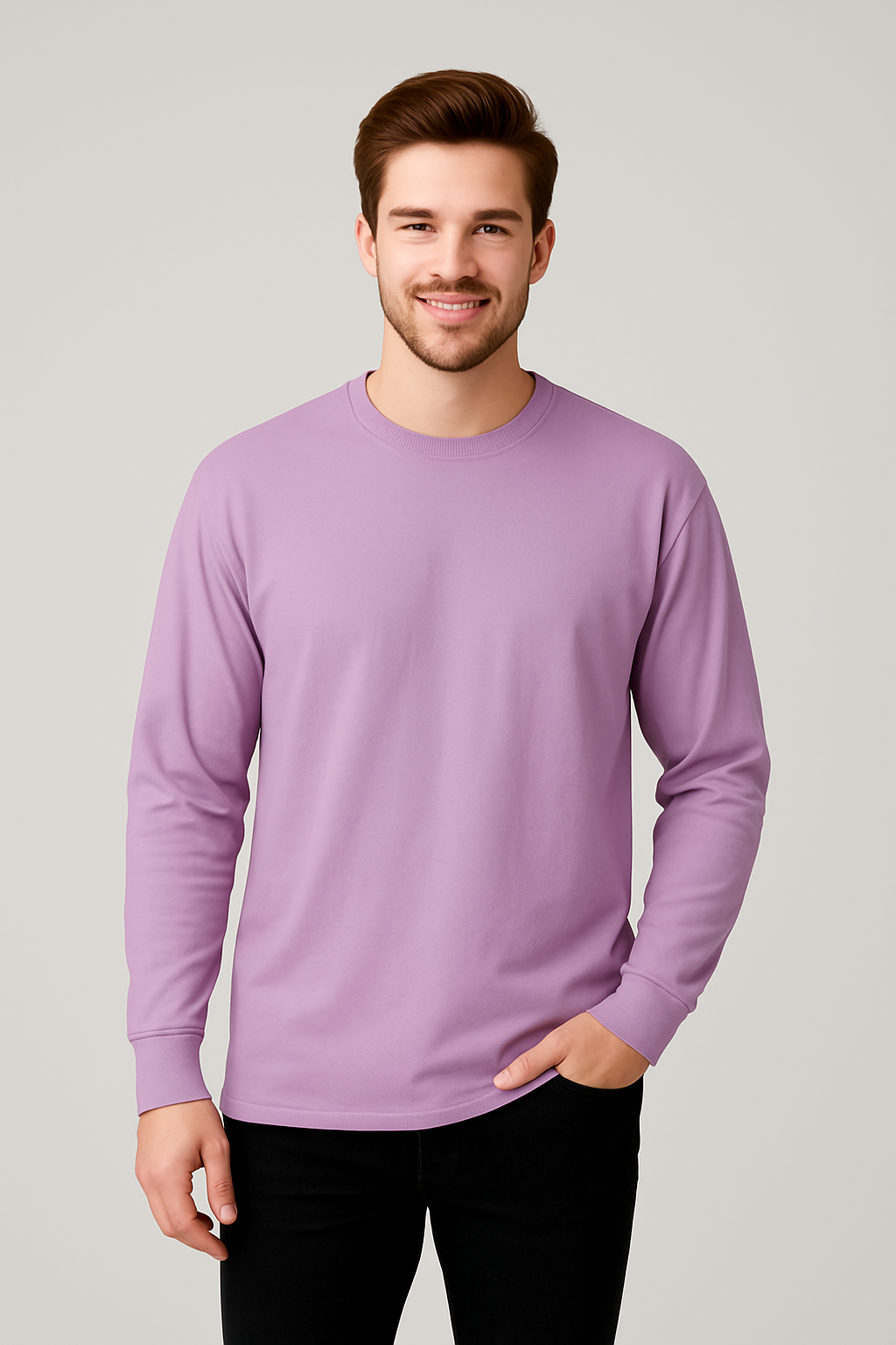 Classic Lavender Oversized Full-Sleeve Tee