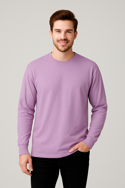 Classic Lavender Oversized Full-Sleeve Tee
